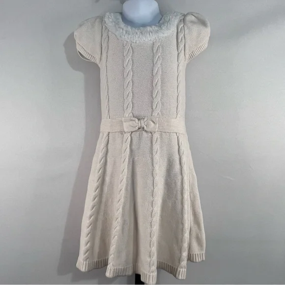 The children's place 5T sweater dress, faux fur trimmed