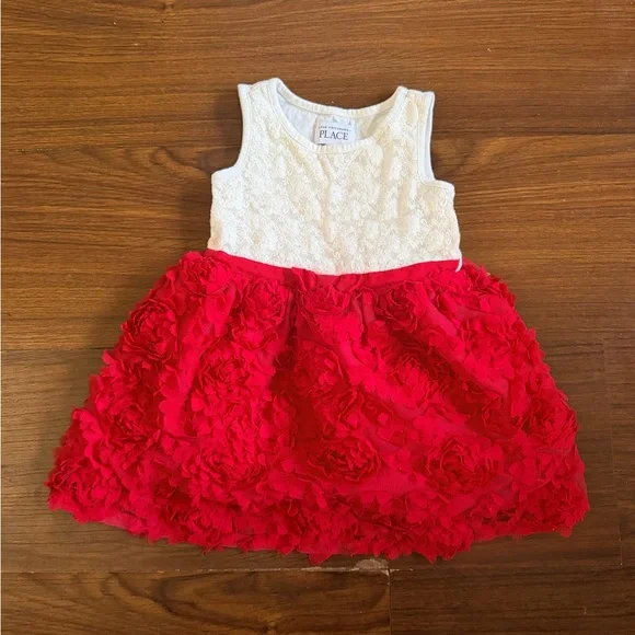 The Children's Place Red and White Floral Dress Size 2T