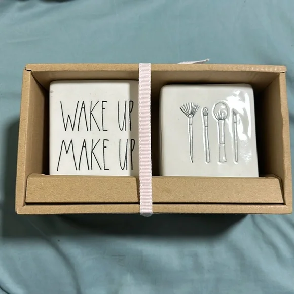 Rae Dunn Wake Up Make Up and Brush Holder