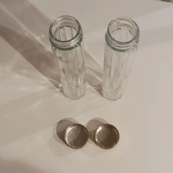 Vintage Ribbed Glass Apothecary Medicine Bottles With Tops
