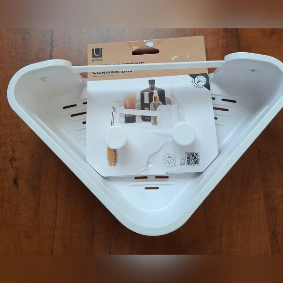 Umbra Flex Adhesive Bin Corner Shelf White
