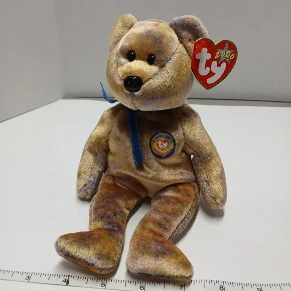 Ty Beanie Baby Clubby III Bear Collector's Club brown freckled w/blue badge 2000
