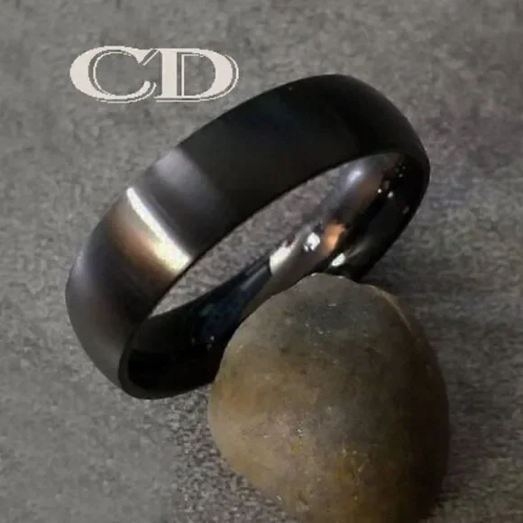 Men's Matte Black Wedding Ring Band - Black Men's engagement Ring