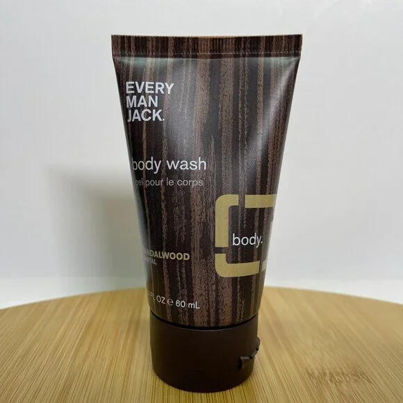 Every Man Jack Body Wash Sandalwood 2 oz Moisturizing Essential Oil Travel Size