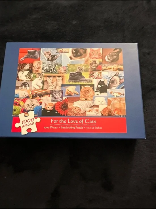 For the Love of Cats 1000-Piece Cat Collage Puzzle - Blue
