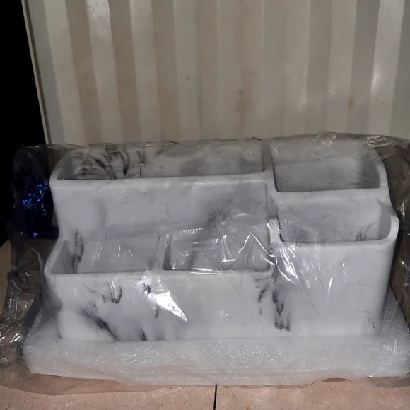 Marble Look Resin Large Bathroom Organizer