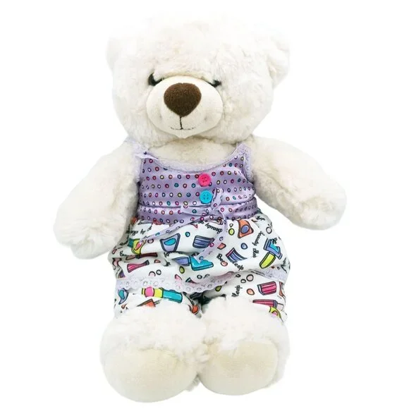 White Build a Bear Plush Beauty Sleep Pajamas 15 Inch Soft BBWS Stuffed Animal
