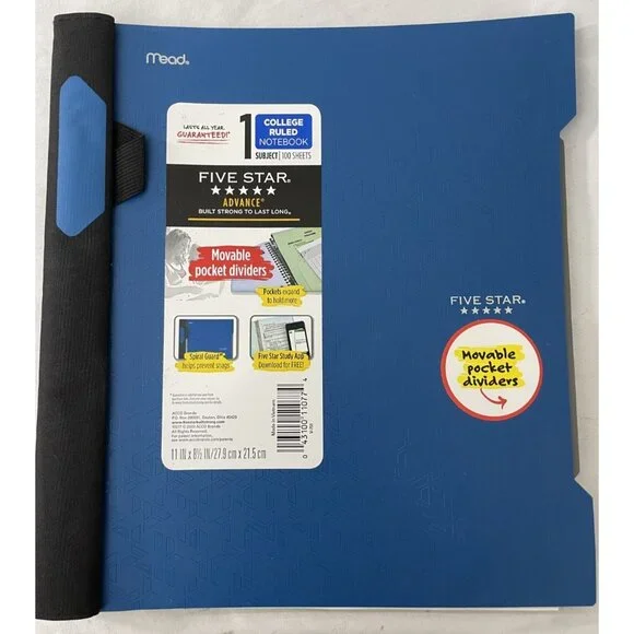 Five Star Advance Notebook 1 Subject College Ruled 100 Sheets Blue