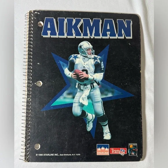 VINTAGE TROY AIKMAN DALLAS COWBOYS NOTEBOOK. USA MADE 1995‎ STARLINE TEAM NFL