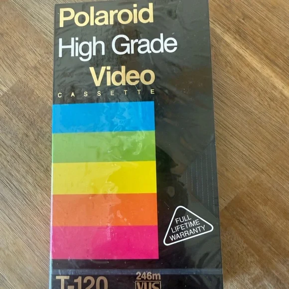 Polaroid High Grade Video Cassette - Black with Rainbow Stripes