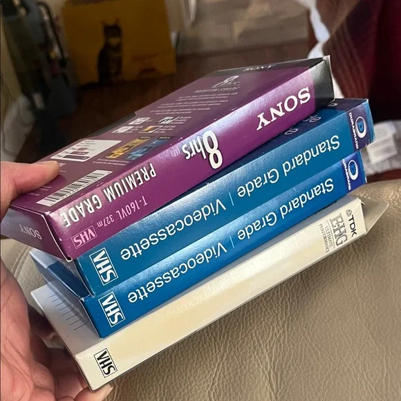 Sony VHS Video Cassette Collection - Purple, Blue, White