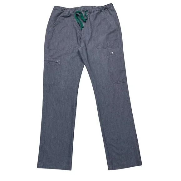 FIGS Mens Technical Collection Scrub Pants Gray Large Cargo TM3001 Drawstring
