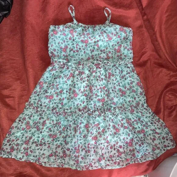 The Children's‎ Place teal floral print lined dress 4T