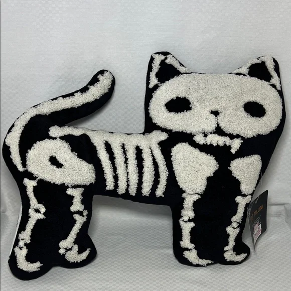 Skeleton Cat Plush Toy - Black and White