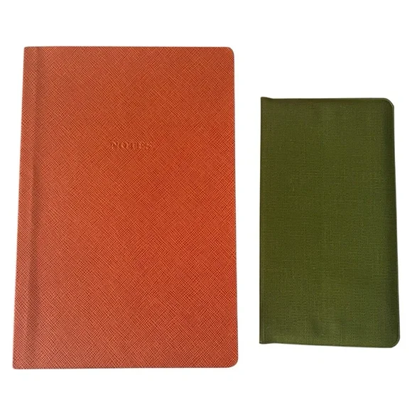 NWT Solid Orange “Notes” Lined Journal & Small Green Blank Removable Notebook