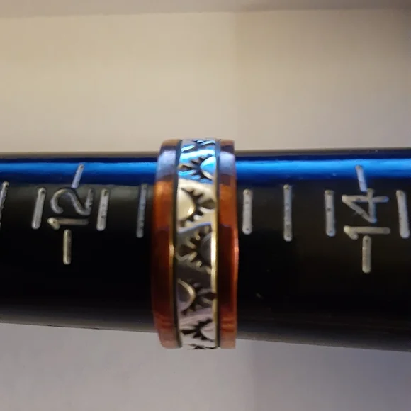 Native American Navajo Copper and Silver Ring Randy Secatero Size 13
