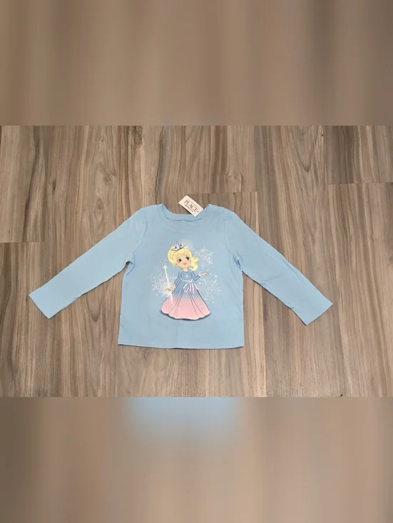 NWT The Children’s Place Girls Long Sleeve Princess Shirt Size 3T Light Blue