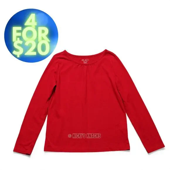 4/$20 - The Children's Place Girls Long Sleeve Red T-Shirt Size M 7/8