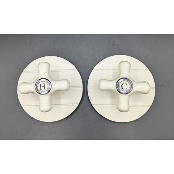 Pair Vintage Style Hot And Cold Faucet Handle Towel Hooks Wall Mount Bathroom