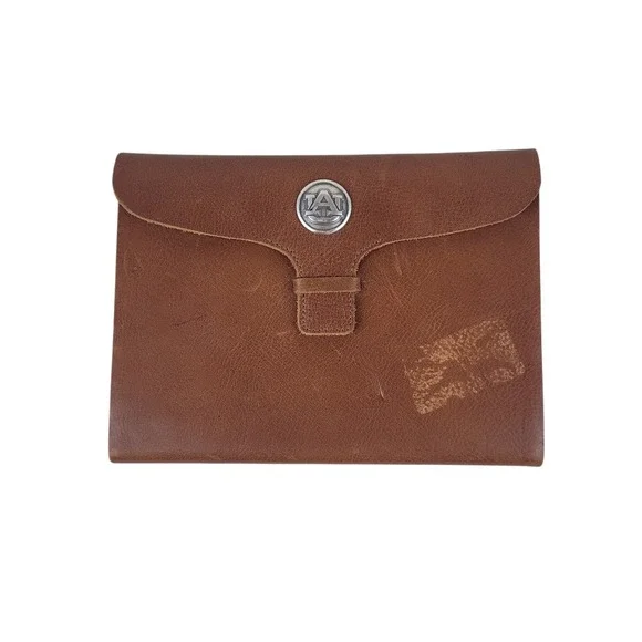 Auburn Tigers Brown Leather Journal Notebook AU Logo Silver Emblem NCAA Fan Gear