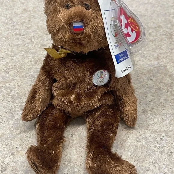 Brown Plush Bear with FIFA 2002 Badge