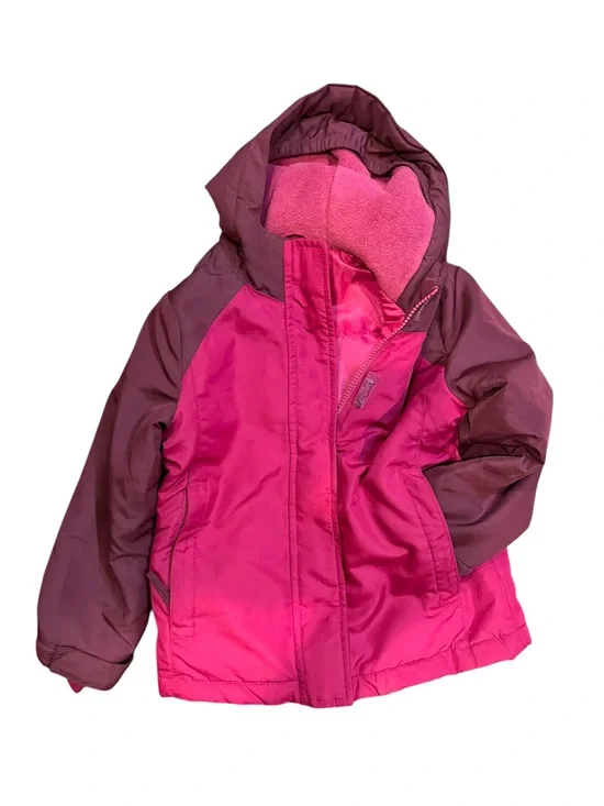 The Children’s Place Girls Pink Burgundy Hooded Puffer Winter Coat XS 4