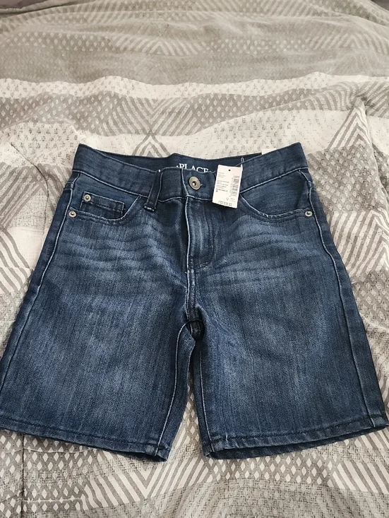 NWT! The Children's Place Boys Dark Blue Washed Denim Bermuda Shorts, Size: 8