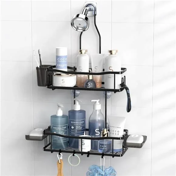 Hanging Shower Caddy Bathroom Organizer: Rustproof Shower Shelf Racks Over
