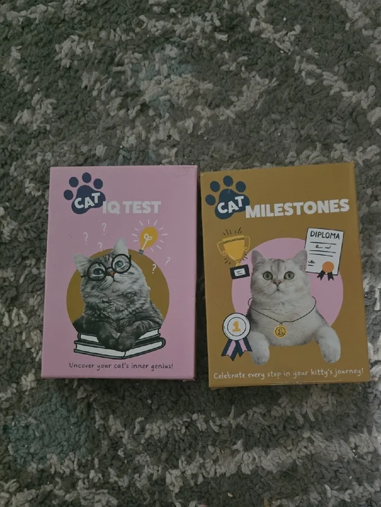 Milestones & IQ Test Cat Card Games - Pink & Gold
