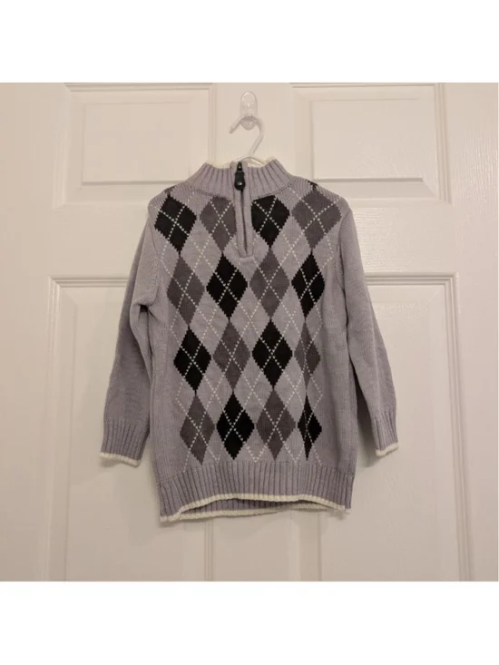 Boys The Children's Place Argyle Quarter-Zip Sweater 4T Lavender Black