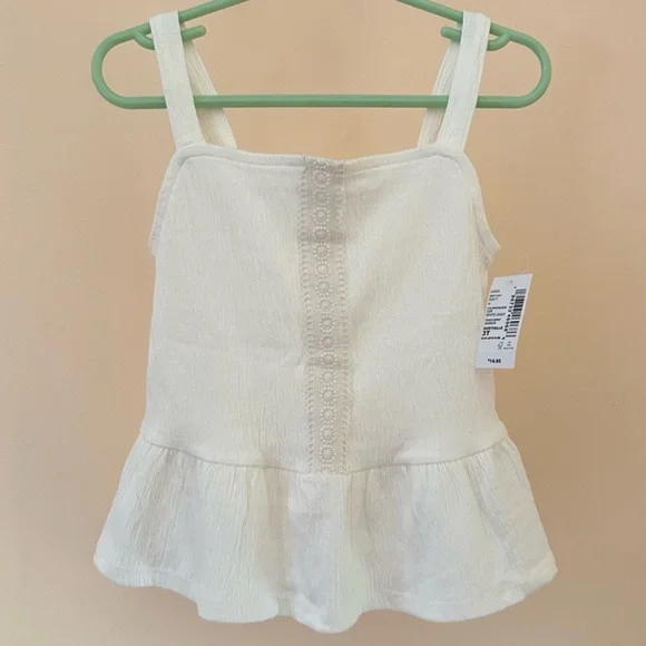 White Peplum Tank Top | Toddler Girl 3T | NWT | The Children’s Place