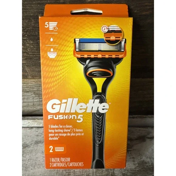 Gillette Fusion5 ProShield Razor Handle +‎ 2 Blade Refills NEW | MSRP = $17