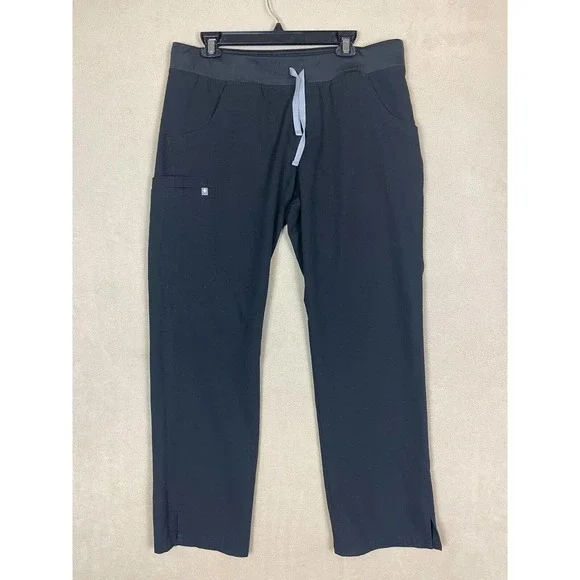 Figs Technical Collection Scrub Pants Mens L Black Elastic Waist‎ w Drawstring
