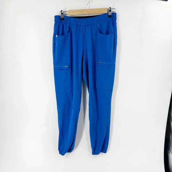 ✅ Figs Blue Cargo Pants with Elastic Cuffs Zamora‎ Jogger Scrub Pants SMALL