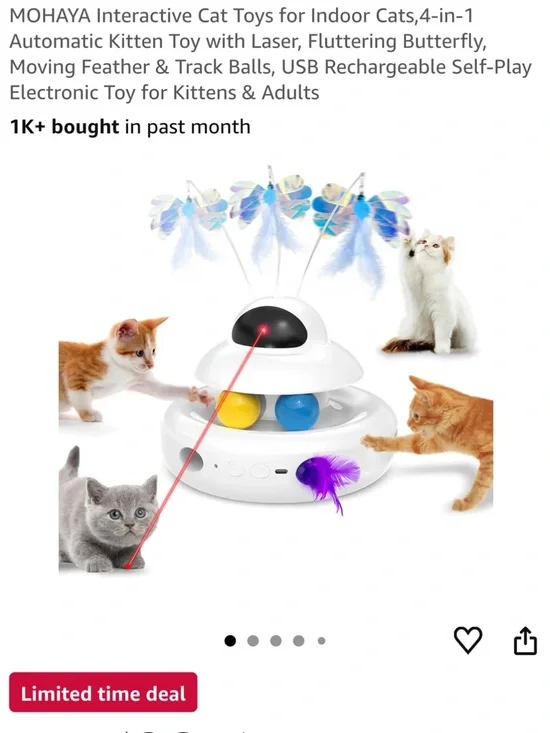 Brand new Interactive Cat Toy with Laser, Feathers & Track Balls - White