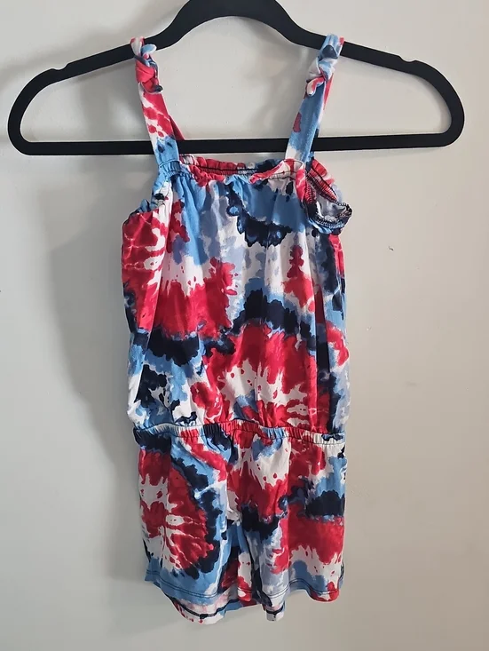 The Children's Place Red Blue White Tie-Dye One-Piece Romper