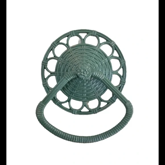Vintage HOMCO Wicker style Towel Holder BOHO, Ring Towel Holder bathroom Decor