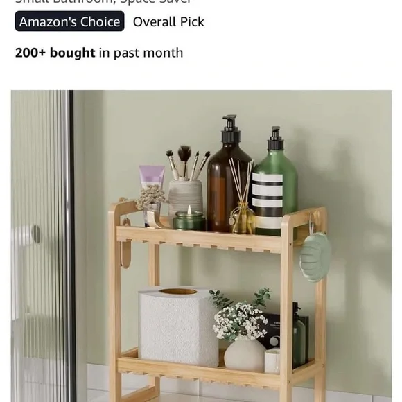 Wooden Bathroom Storage Cart with Accessories