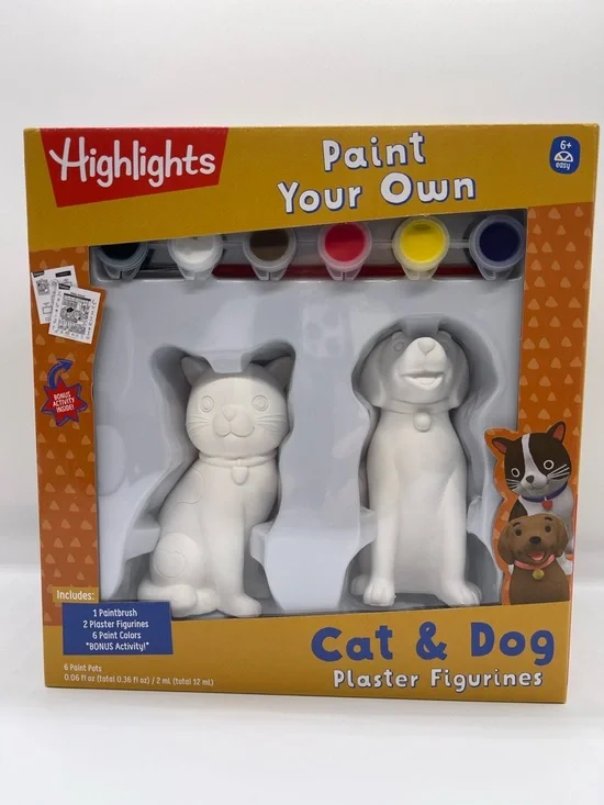Highlights Paint Your Own Cat & Dog Plaster Figurines - White