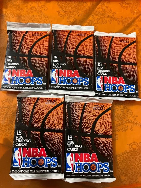 5 NBA 1991-92 Series 1 Hoops Basketball Trading Card Packs