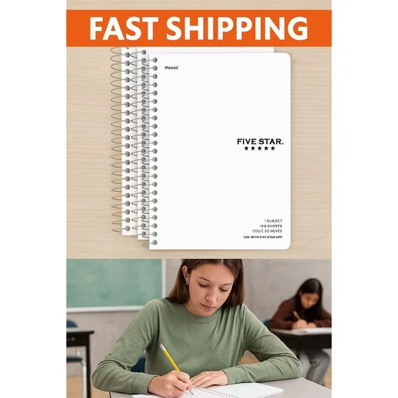 3x‎ Five Star Spiral Notebook College Ruled 100 Sheets White 1-Subject 72456 NEW