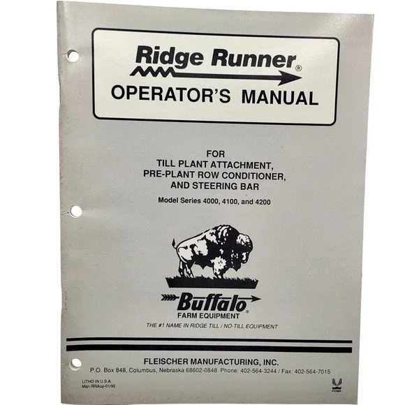 Buffalo, Fleischer Manufacturing 4000, 4100, 4100 Ridge Runner Operators‎ Manual