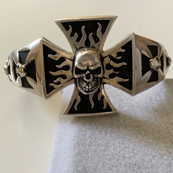 925 Silver bangle skull bracelet skulls 925 sterling