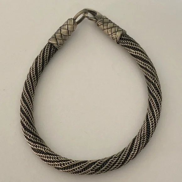 925 Silver 7.75” 5mm bracelet handmade braid wire unisex
