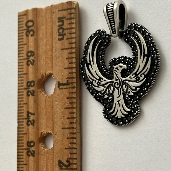 925 Silver eagle unisex pendant black cz