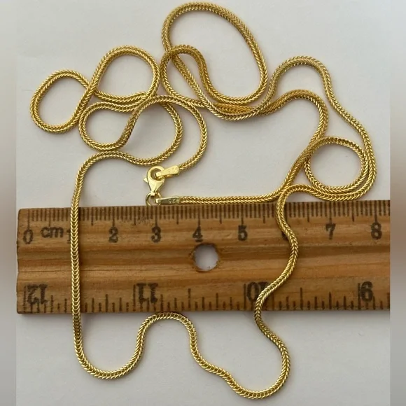 925 Silver 24” 2mm braid braided snake chain necklace 18k yellow gold plated