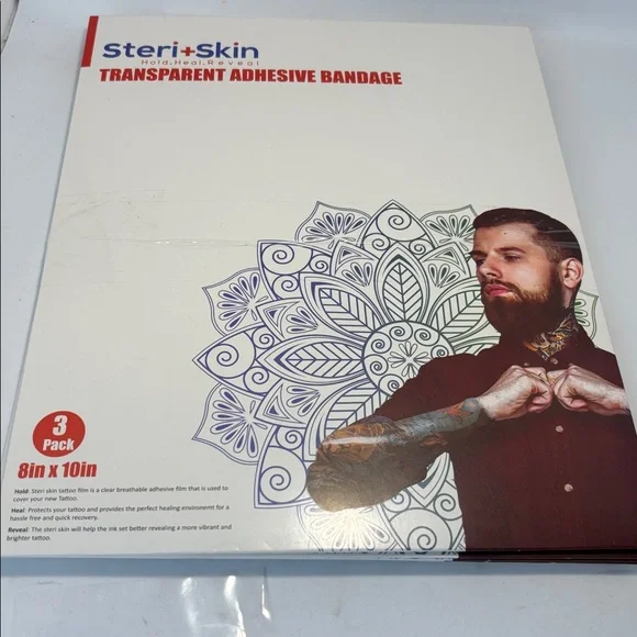 Steri+Skin Transparent Adhesive Bandage Tattoo Cover 3 Pack 8x10 NWT