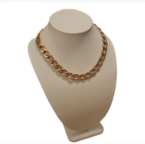 Chunky Gold Flat Chain Necklace, Bling Drip Thick Chain.
