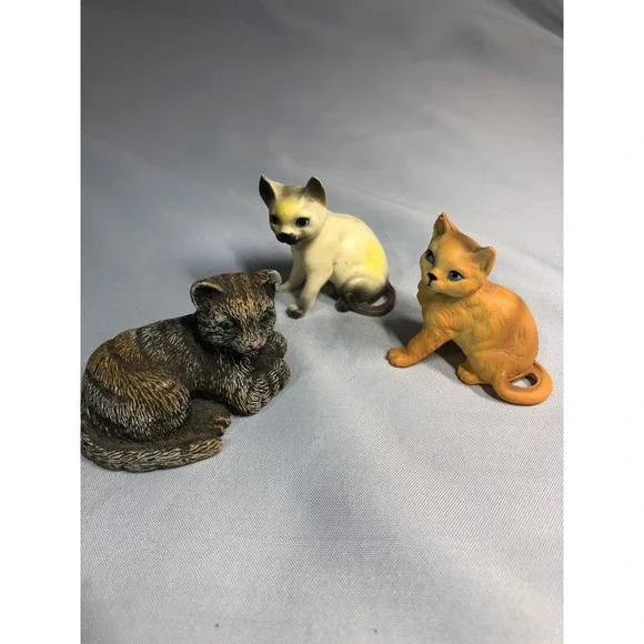 Adorable Small Cat Figurine Collectibles - Set Of 3 - Ceramic