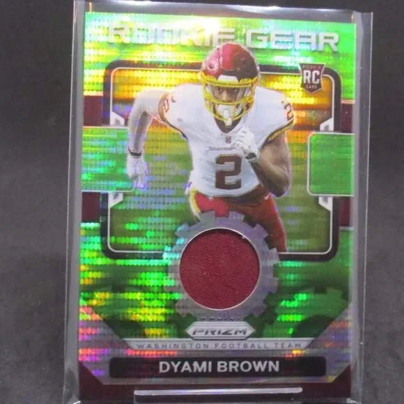 2021 Panini Prizm Dyami Brown Rookie Gear Neon Green Pulsar RC Patch #RG-23